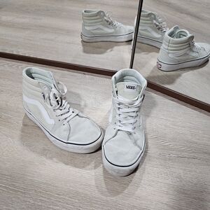 Vans High-Top Sneakers - White and Light Mint